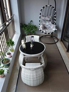 공간절약 시리즈 베란다 정원 라탄 테이블 의자 세트